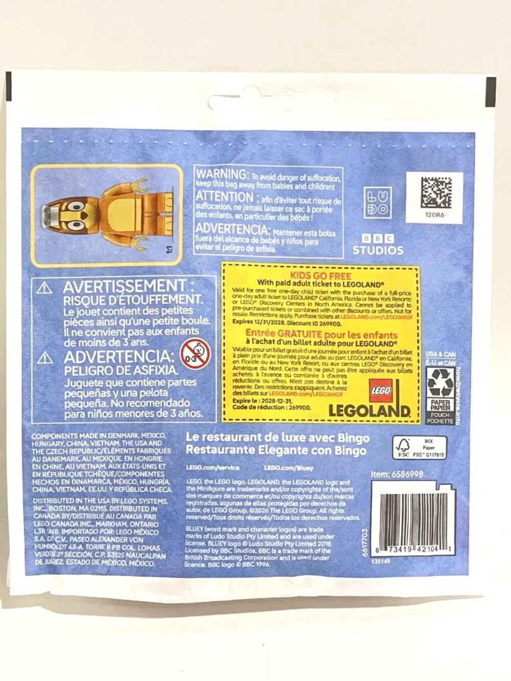 Lego Bluey 30713 Fancy Restaurant with Bingo Paper bag New in Hand